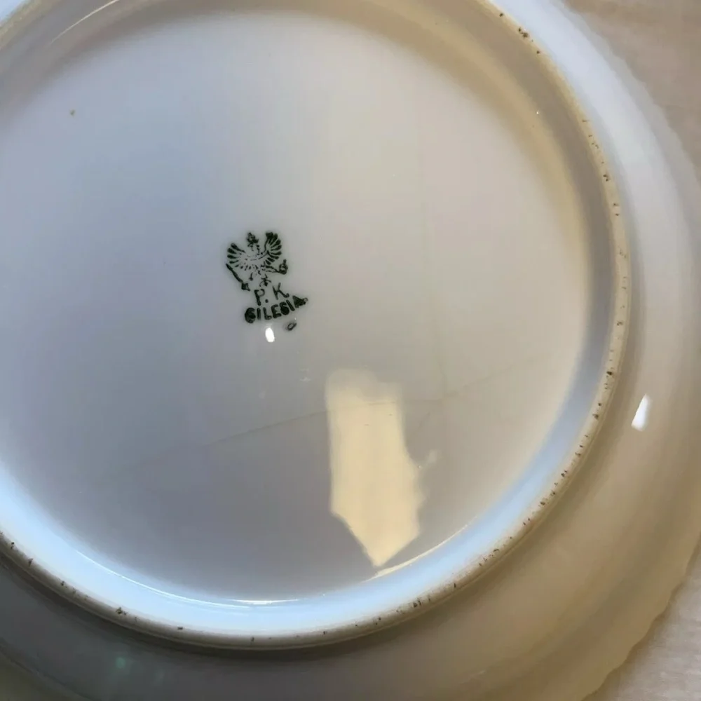P.K. Porzellanfabrik Königszelt Silesia ~ Roses ~ Serving Bowl 1920's Tent Mark